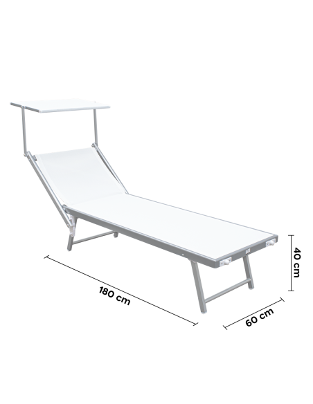 Lit de soleil LUXURIOUS avec parasol en aluminium, dossier inclinable 180x60x40