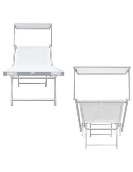 Lit de soleil LUXURIOUS avec parasol en aluminium, dossier inclinable 180x60x40