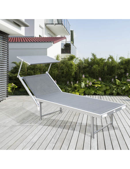 Lit de soleil LUXURIOUS avec parasol en aluminium, dossier inclinable 180x60x40