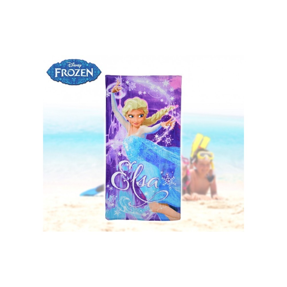 WD16935 - Serviette/ Drap de plage - dessin ELSA FROZEN - 70 x 140 cm - 100% coton