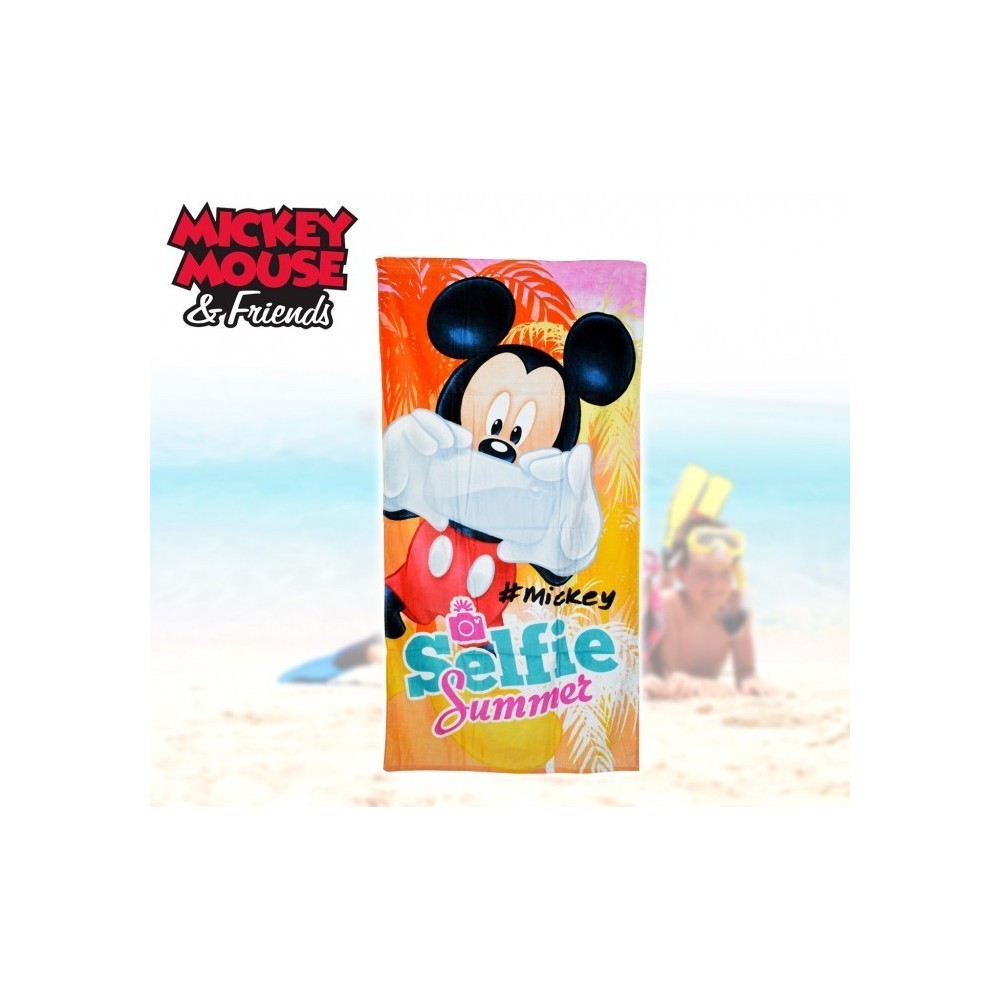 WD16931- Serviette/ Drap de plage - dessin MICKEY MOUSE - 70 x 140 cm - 100% coton