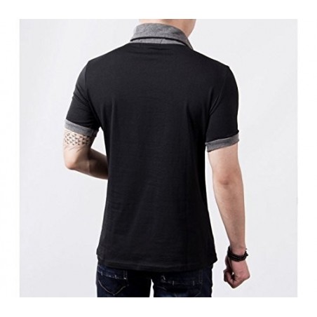 T-shirt - mod hals jersey manches couleur à contraste avec boutons - mws ahead 