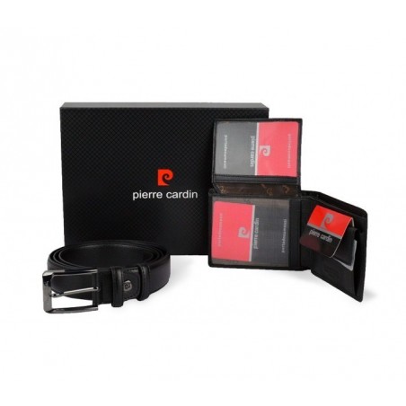 8866 - Coffret cadeau Pierre Cardin comprend ceinture en cuir et porte-monnaie