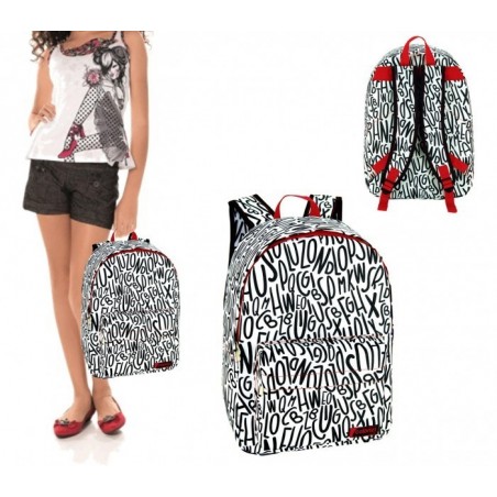 CR612LT - Sac à dos - mod.LETTRE NOIR ET BLANC avec détail frontal (43x33x13) CR612LT - Sac à dos - mod.LETTRE NOIR ET BLANC avec détail frontal (43x33x13)