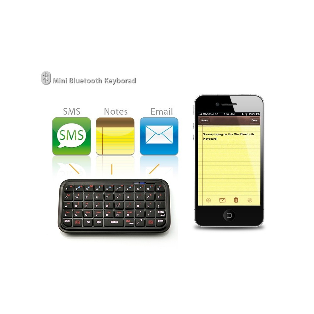 Mini clavier qwerty avec couvercle pour iphone...