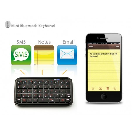 Mini clavier qwerty avec couvercle pour iphone (bluetooth wifi)