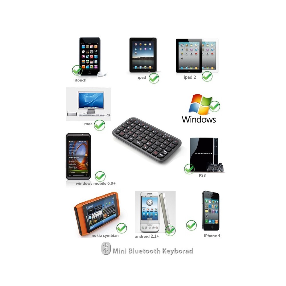 Mini clavier qwerty avec couvercle pour iphone...