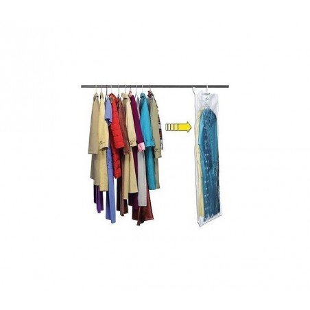 Sac housse de rangement sous vide avec ceintre pour organiser les vêtements dans l'armoire