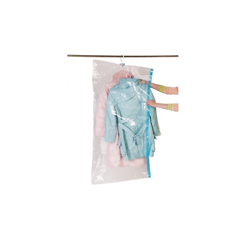 Sac housse de rangement sous vide avec ceintre pour organiser les vêtements dans l'armoire