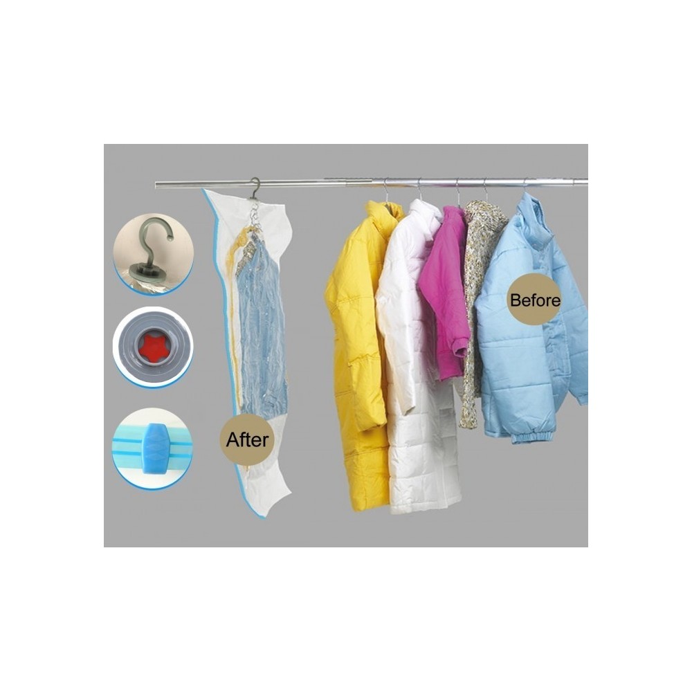 Sac housse de rangement sous vide avec ceintre pour organiser les vêtements dans l'armoire