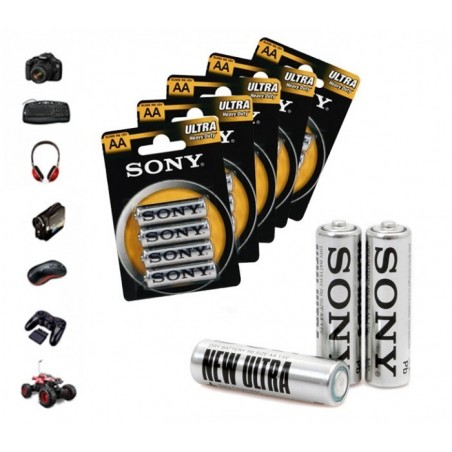 PACK DE 32, 52, 76 OU 100 PILES SONY NEW ULTRA - FORMAT AA - R6 1.5V - ZINC CHARBON 
