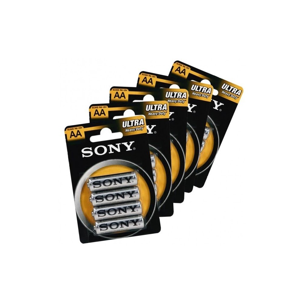 PACK DE 32, 52, 76 OU 100 PILES SONY NEW ULTRA - FORMAT AA - R6 1.5V - ZINC CHARBON 
