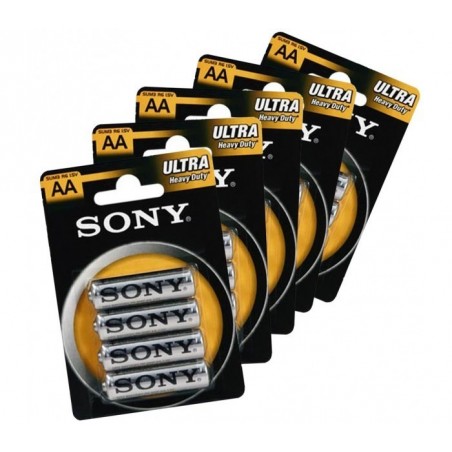PACK DE 32, 52, 76 OU 100 PILES SONY NEW ULTRA - FORMAT AA - R6 1.5V - ZINC CHARBON 