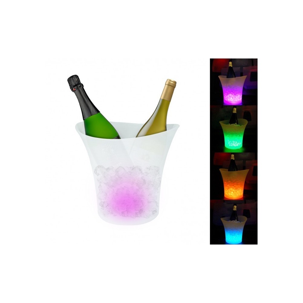 SEAU A GLACE LUMINEUX POUR LE CHAMPAGNE AVEC CHANGEMENT DE COULEUR AUTOMATIQUE – LED 6 COULEURS 