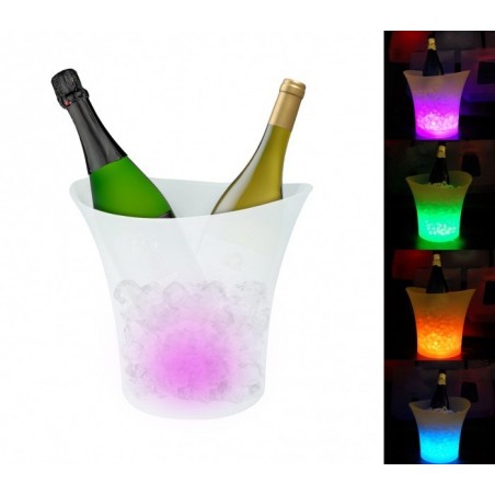 SEAU A GLACE LUMINEUX POUR LE CHAMPAGNE AVEC CHANGEMENT DE COULEUR AUTOMATIQUE – LED 6 COULEURS 