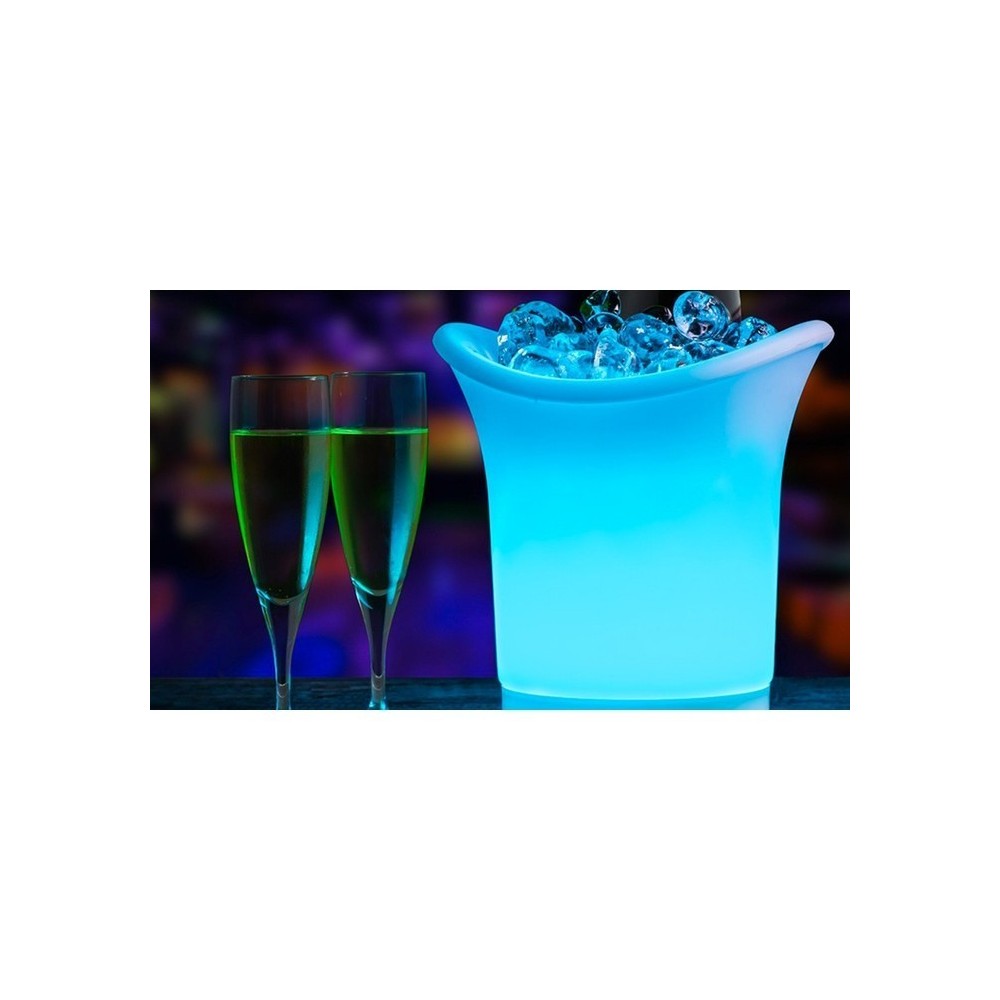 SEAU A GLACE LUMINEUX POUR LE CHAMPAGNE AVEC CHANGEMENT DE COULEUR AUTOMATIQUE – LED 6 COULEURS 