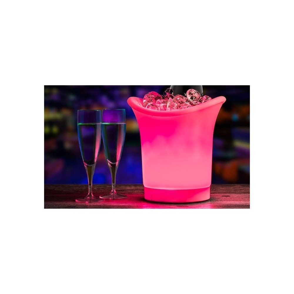 SEAU A GLACE LUMINEUX POUR LE CHAMPAGNE AVEC CHANGEMENT DE COULEUR AUTOMATIQUE – LED 6 COULEURS 