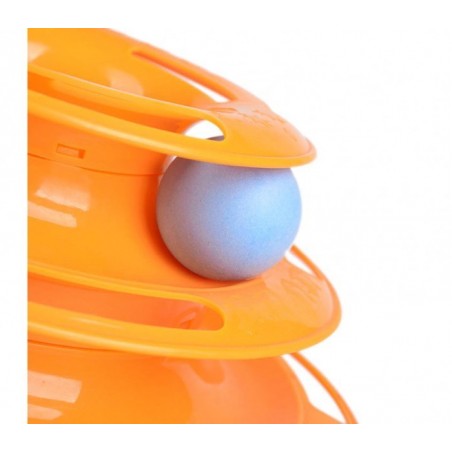 560021 - JEU INTERACTIF POUR CHATS - TOUR CIRCULAIRE A ANNEAUX AVEC BOULES TOURNANTES