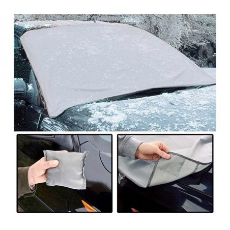 2269 COUVERTURE DE PARE-BRISE GRISE AVEC SANGLES DE FIXATION DE FIXATION ANTI NEIGE OU SOLEIL