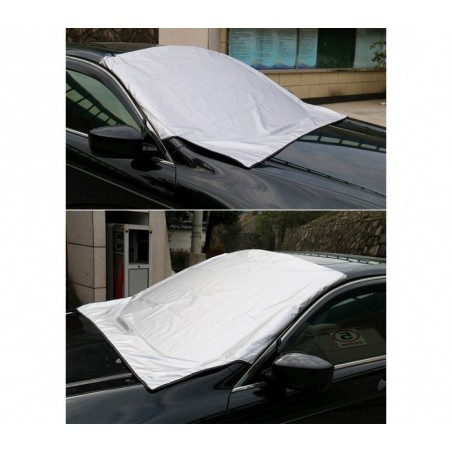 2269 COUVERTURE DE PARE-BRISE GRISE AVEC SANGLES DE FIXATION DE FIXATION ANTI NEIGE OU SOLEIL