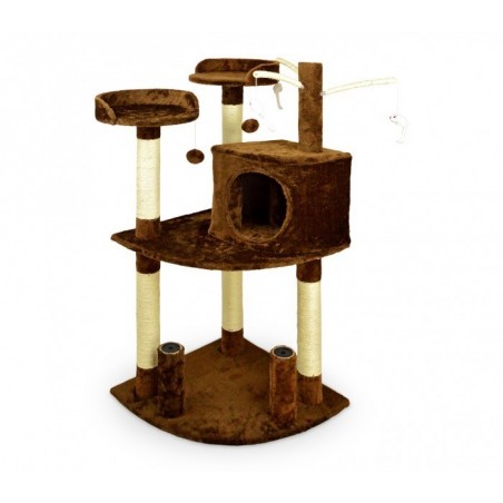 HK1015 GYMNASE - ARBRE A CHATS AVEC GRIFFOIR, LIT ET COLONNES EN SISAL 110 CM