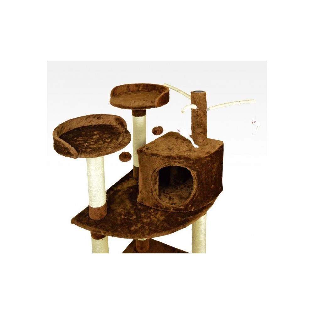 HK1015 GYMNASE - ARBRE A CHATS AVEC GRIFFOIR, LIT ET COLONNES EN SISAL 110 CM