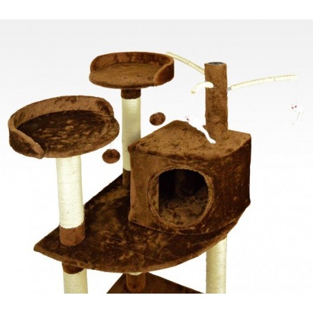 HK1015 GYMNASE - ARBRE A CHATS AVEC GRIFFOIR, LIT ET COLONNES EN SISAL 110 CM
