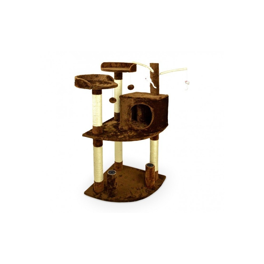 HK1015 GYMNASE - ARBRE A CHATS AVEC GRIFFOIR, LIT ET COLONNES EN SISAL 110 CM
