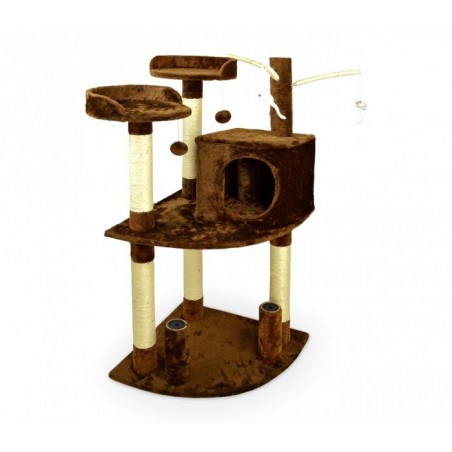 HK1015 GYMNASE - ARBRE A CHATS AVEC GRIFFOIR, LIT ET COLONNES EN SISAL 110 CM