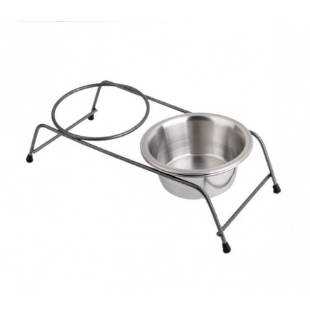 180601 DOUBLE BOL / GAMELLE POUR CHIENS AVEC SUPPORT EN ACIER SURELEVE 30 X 13 X 8,5 CM