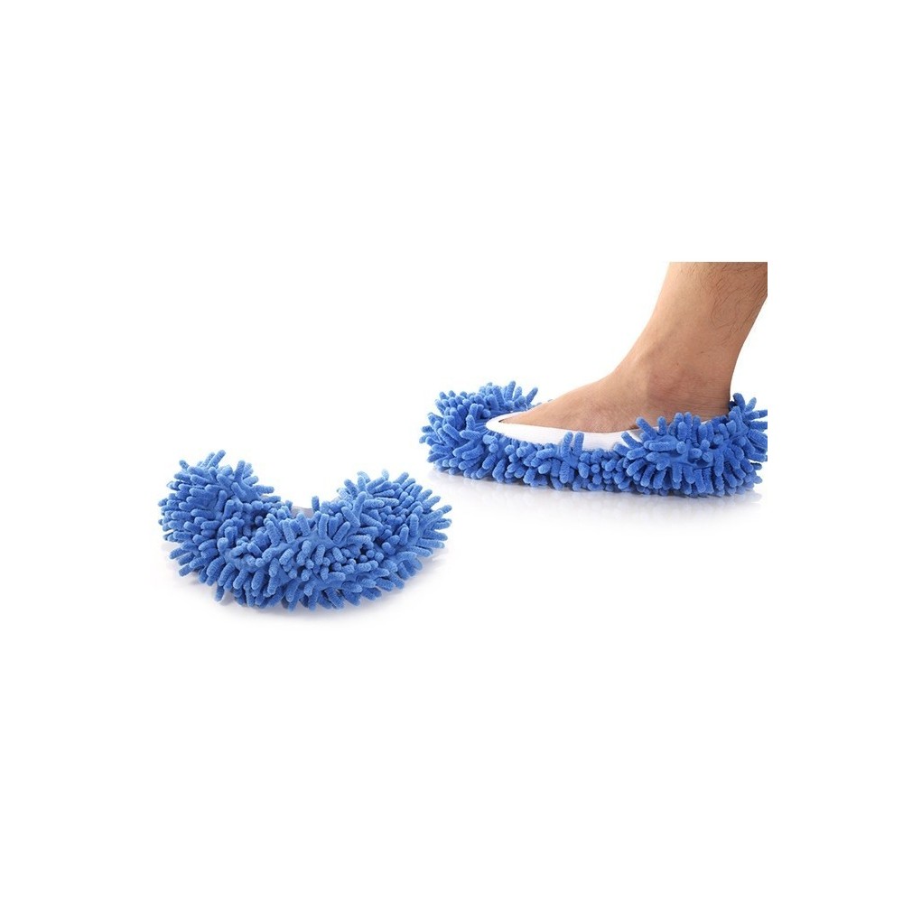 UNE PAIRE DE PANTOUFLES MOP 2 EN 1 MICROFIBRES POUR NETTOYER EN MARCHANT - DOUBLE UTILISATION - JUSQU'AU 44