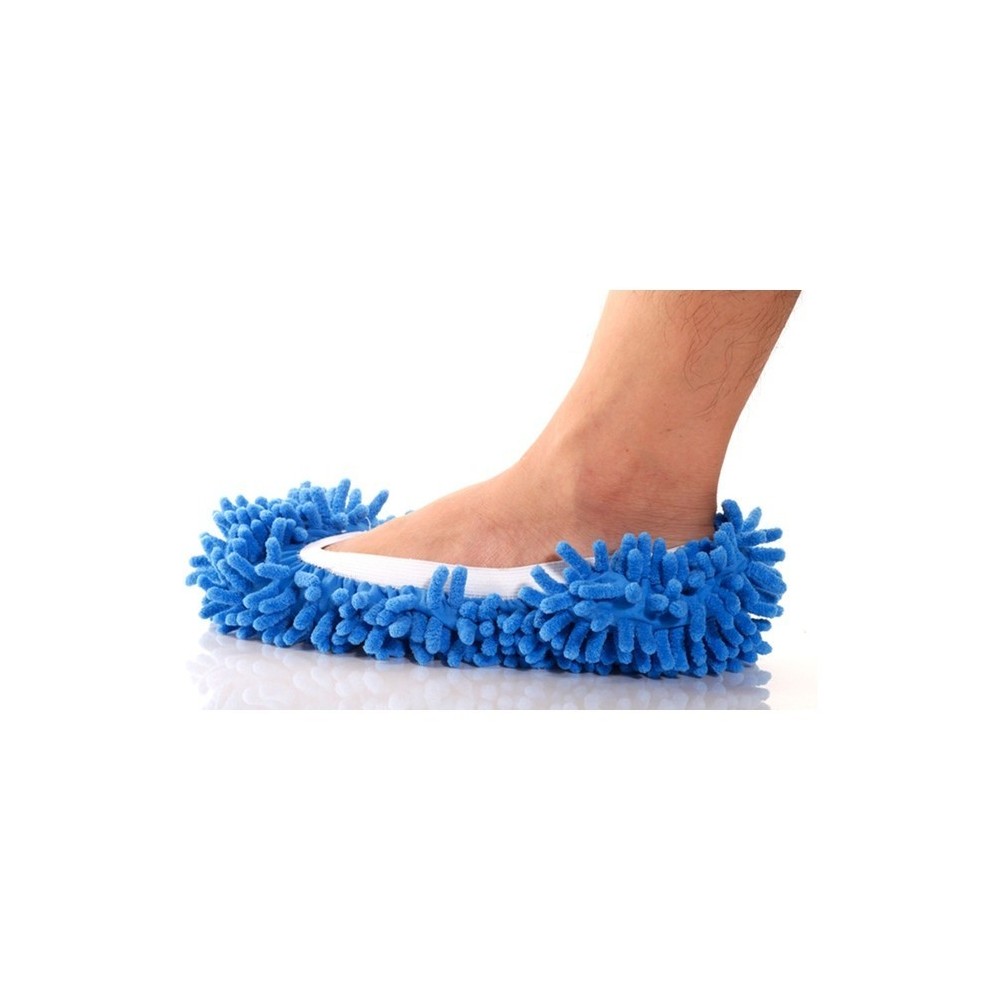UNE PAIRE DE PANTOUFLES MOP 2 EN 1 MICROFIBRES POUR NETTOYER EN MARCHANT - DOUBLE UTILISATION - JUSQU'AU 44