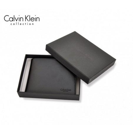 S04 Portefeuille noir CALVIN KLEIN pour homme en vrai cuir